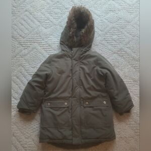 Cat & Jack Olive Jacket with Faux Fur Hood